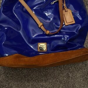 Dooney & Bourke Blue and Tan Patent Leather Women's Bag